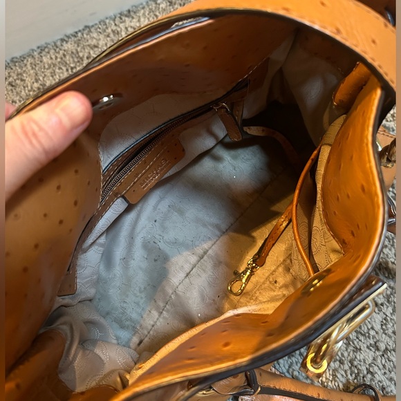 michael kors medium brown ostrich satchel - Picture 5 of 6